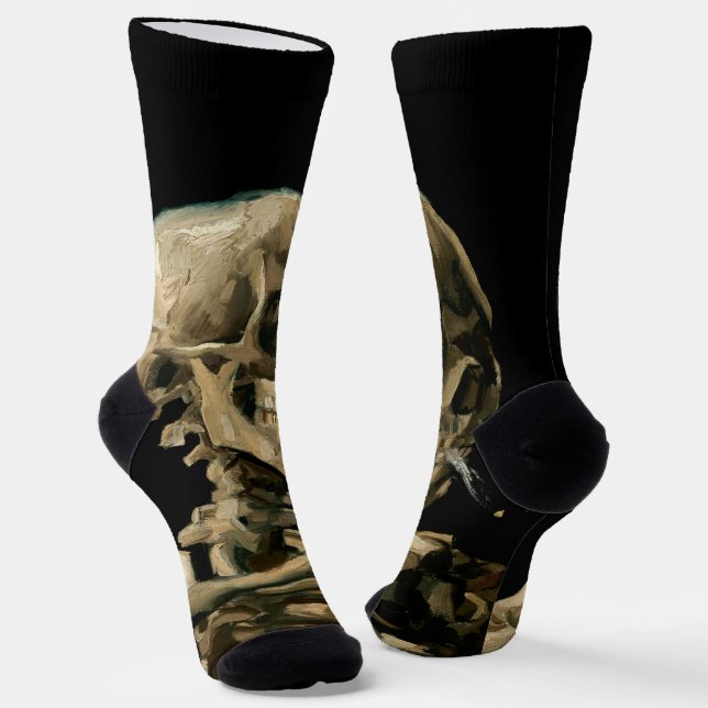 Calcetines Vincent van Gogh - Calavera con cigarrillo en llam (Angular)