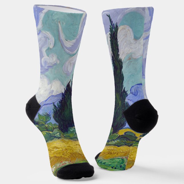 Calcetines Vincent Van Gogh - Campo de trigo con cipreses (Angular)