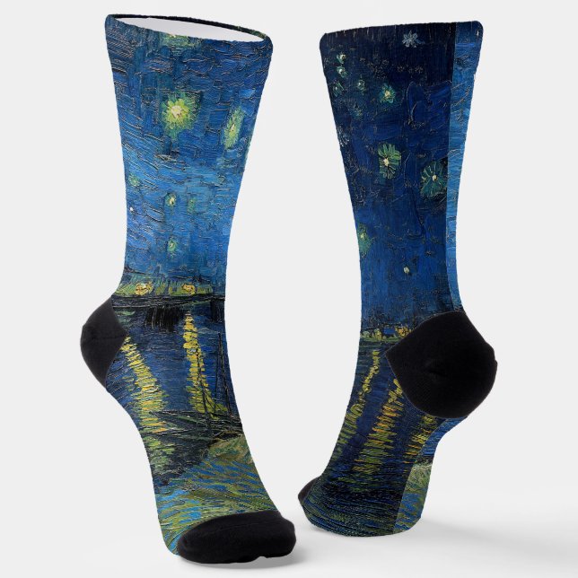 Calcetines Vincent van Gogh - Noche estrellada sobre el Ródan (Angular)