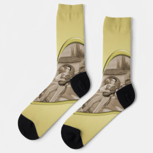 Calcetines Viñeta Romance, hombre y mujer, oro