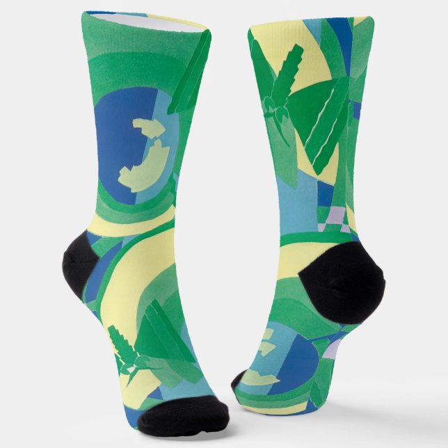 Calcetines Vintage Art Deco Jazz Pochoir Jardín Butterflies (Angular)