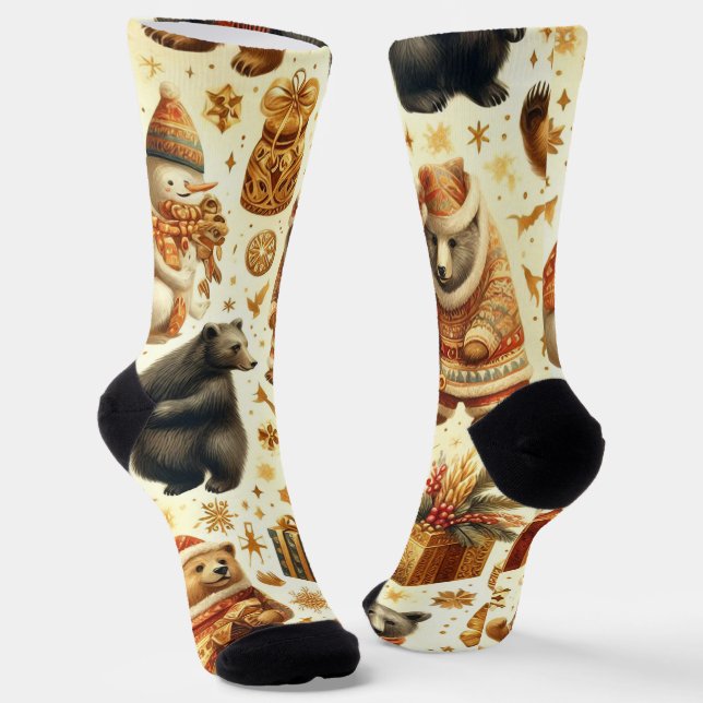Calcetines Vintage Christmas Bear (Angular)
