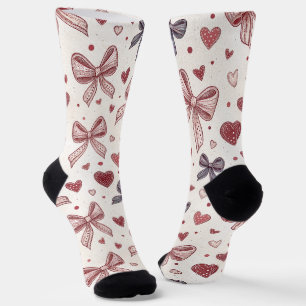 Calcetines Vintage con Lazo y Corazón Lindos
