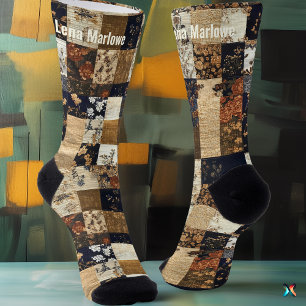Calcetines Vintage Floral Patchwork - Personalizado Naval y B
