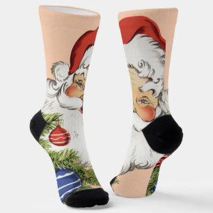 Calcetines ¡Vintage Navidad Hola! Jolly Santa Claus