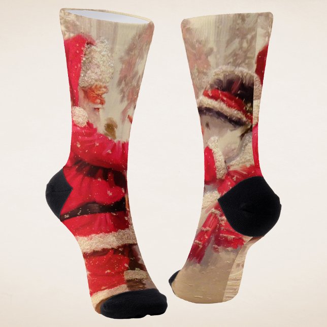 Calcetines Vintage Santa Claus Snowman Navidades de invierno (Subido por el creador)