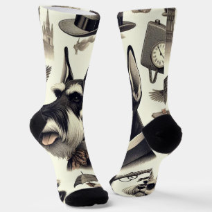 Calcetines Vintage Schnauzer Seamless