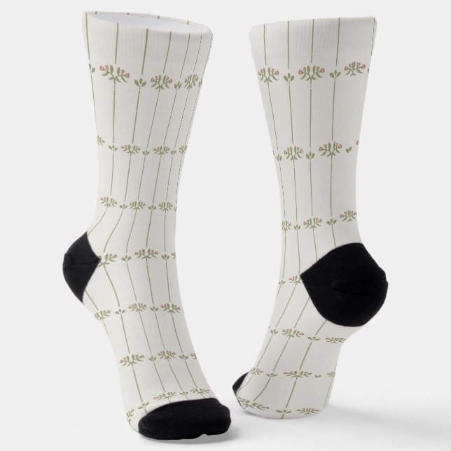 Calcetines Vintage Victorian Botanical Traditional Stripes (Angular)