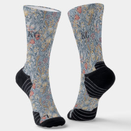 Calcetines Vintage William Morris Navy Blue Red Chrysanthemum