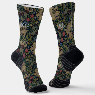 Calcetines Vintage William Morris Navy Blue Red Chrysanthemum