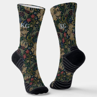 Calcetines Vintage William Morris Navy Blue Red Chrysanthemum