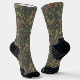 Calcetines Vintage William Morris Navy Blue Red Chrysanthemum