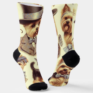 Calcetines Vintage Yorkshire Terrier Seamless