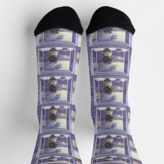 Calcetines violetas en tarro lunar (Arriba)