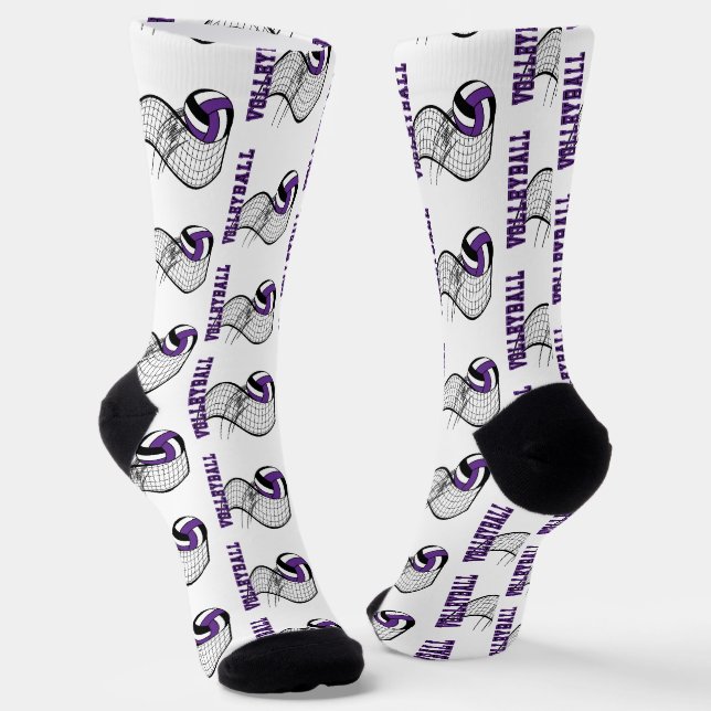 Calcetines Voleibol - Morado, Negro y Blanco  (Angular)