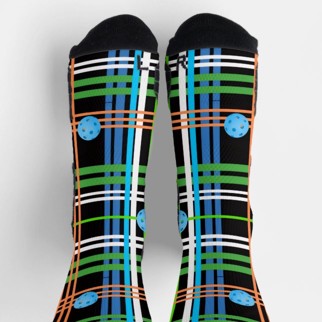 Calcetines Volley or Rally Pickleball Plaid - Black and Blue (Arriba)