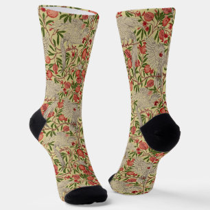 Calcetines Walter Crane Cacatúa Blanca Granada Roja Arte
