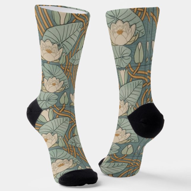 Calcetines Water Lilies Lily Naturaleza Art Nouveau (Angular)