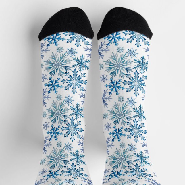 Calcetines Watercolor Snowflakes Pattern (Arriba)