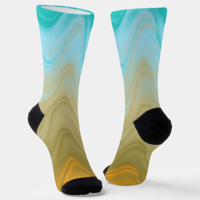 Calcetines Wavy Blue Green Orange Abstract (Angular)