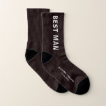 Calcetines Wedding Best Man Personalized<br><div class="desc">Dress the men of your wedding party with coordinating personalized socks. You can personalize these souvenir keepsake "Best Man" socks with your first names and wedding date in white typography against a black background.</div>