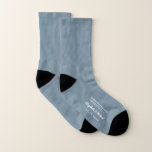 Calcetines Wedding Favor Custom Dusty Blue<br><div class="desc">Get your wedding guests out on the dance floor in these fun custom "these feet danced to love" socks. Personalize these souvenir keepsakes with your first names and wedding date in white typography against a dusty blue background.</div>