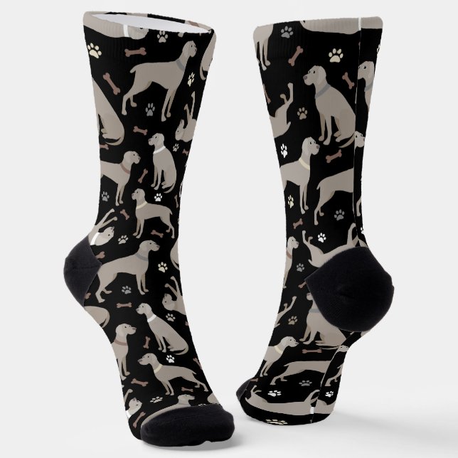 Calcetines Weimaraner Bones y Paws Black (Angular)