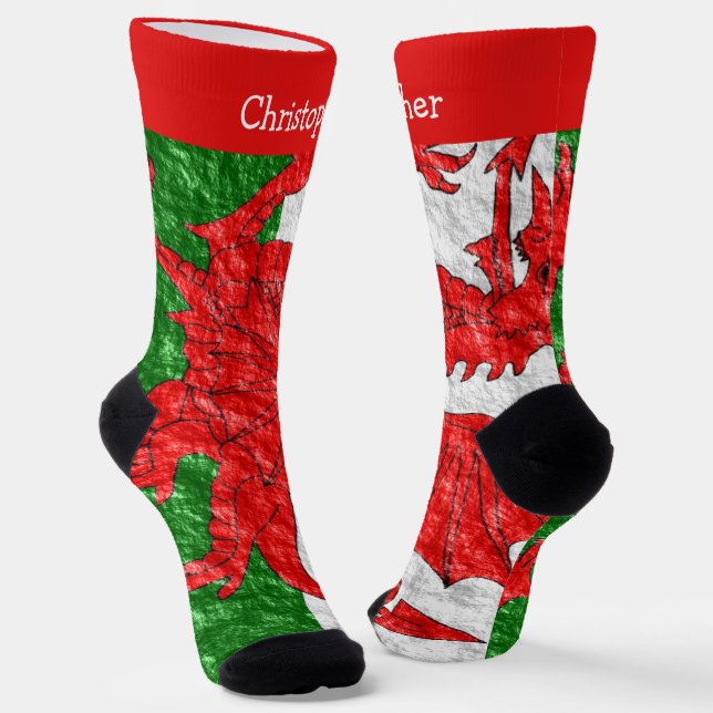 Calcetines Welsh Flag Design (Angular)