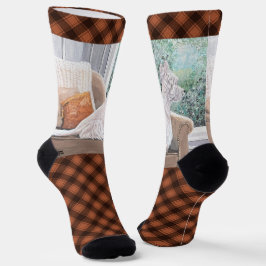 Calcetines Westie Mirando hacia fuera una ventana