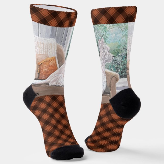 Calcetines Westie Mirando hacia fuera una ventana (Angular)