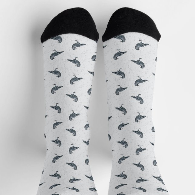Calcetines Whimsical Black & White Crow Halloween (Arriba)
