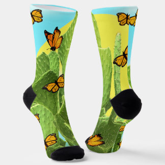Calcetines Whimsical Cactus And Butterflies