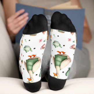 Calcetines Whimsical Chef Geese Design, Cute Farm goose
