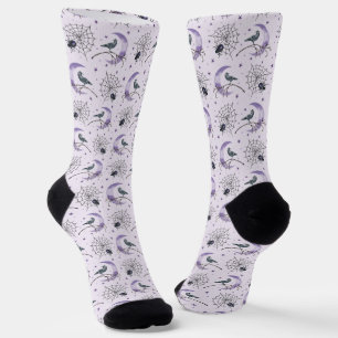 Calcetines Whimsical Cobweb Crow Halloween