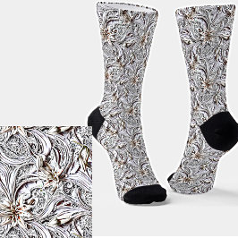 Calcetines Whimsical Fantasy White Lily Filigree