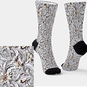 Calcetines Whimsical Fantasy White Lily Filigree