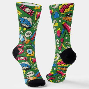 Calcetines Whimsical Pop Art - Cómic Retro Personalizado