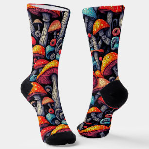 Calcetines Whimsical Retro Mushroom Socks