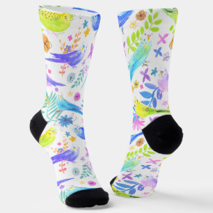 Calcetines Whimsical Watercolour Budgie Parakeets