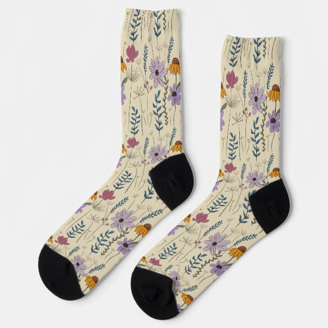Calcetines Whimsical Wildflower Seamless Pattern (Izquierda)