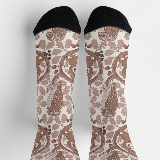 Calcetines Whispers/Owls y Squirrels en roble/mo (Arriba)