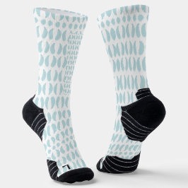 Calcetines White knee-high socks with blue oval patterns