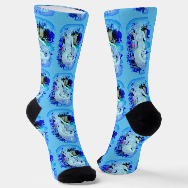 Calcetines White Mermaid Sitting Thunder_Cove (Angular)