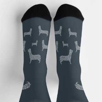 Calcetines White Paw Print Dog Silhouette Pattern Fabric
