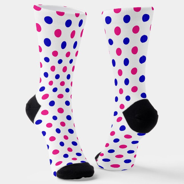 Calcetines White Pink Blue Polka Dot Pattern (Angular)