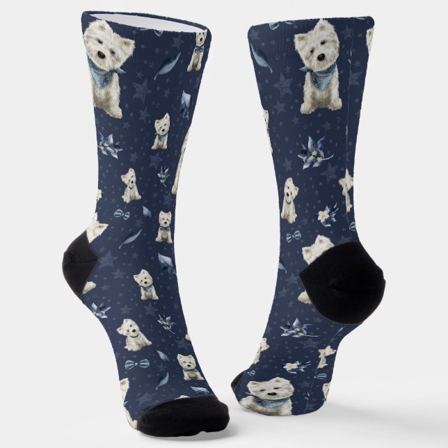 Calcetines White Westie Christmas  (Angular)