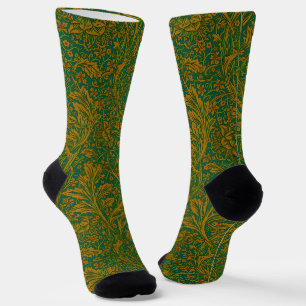 Calcetines William Morris Arcadia Patrón Floral Verde Dorado