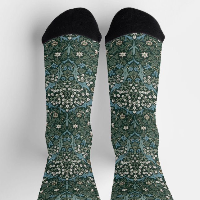 Calcetines William Morris Blue White & Green Floral (Arriba)