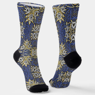 Calcetines William Morris Blue y Gold Tulip Willow Design