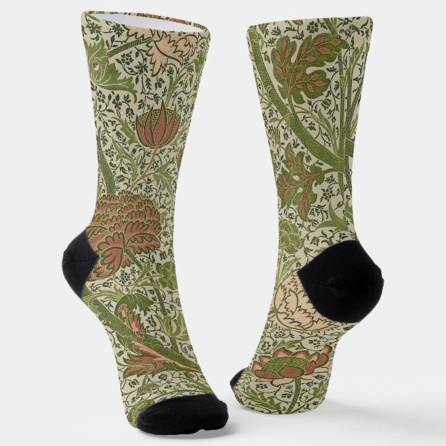 Calcetines William Morris Cray Sage Flor Sabio Botánico (Angular)